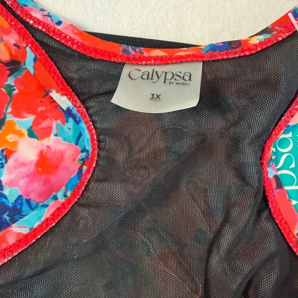 New Calypsa Maya‎ Floral Racerback Tankini Swim Top Plus Size 3X Modest Beach